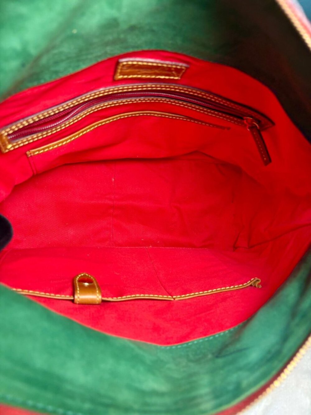 Dooney and Bourke (Old Large) Florentine Tassel Satchel in Chestnut w/ Chain - Picture 15 of 16